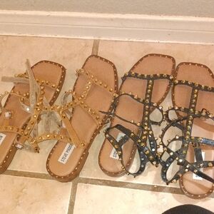 2 Pairs Sunnie By Steve Madden Women's Sandals - Gold and Black